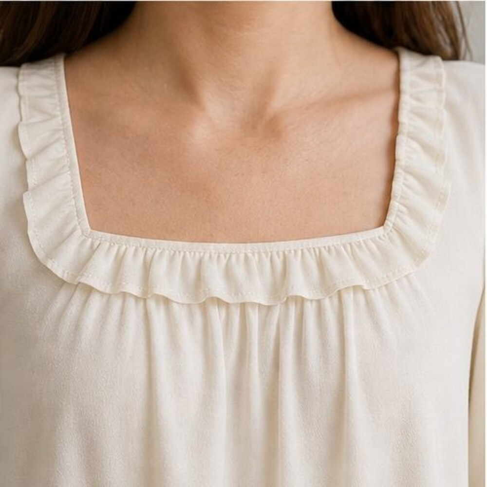 Cream Ruffle Blouse - Picture 4 of 6
